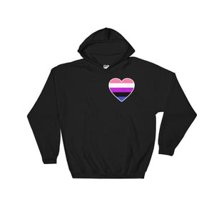 Hooded Sweatshirt - Genderfluid Heart Black / S