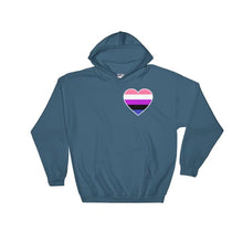 Hooded Sweatshirt - Genderfluid Heart Indigo Blue / S