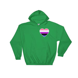 Hooded Sweatshirt - Genderfluid Heart Irish Green / S