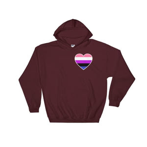 Hooded Sweatshirt - Genderfluid Heart Maroon / S