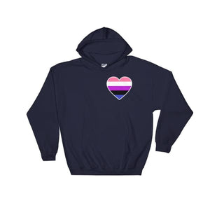 Hooded Sweatshirt - Genderfluid Heart Navy / S