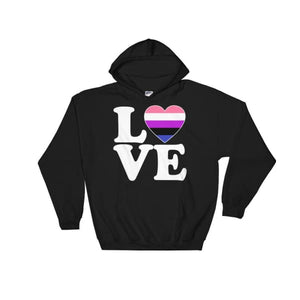 Hooded Sweatshirt - Genderfluid Love & Heart Black / S