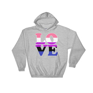 Hooded Sweatshirt - Genderfluid Love Sport Grey / S