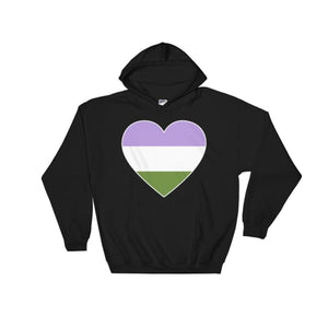Hooded Sweatshirt - Genderqueer Big Heart Black / S