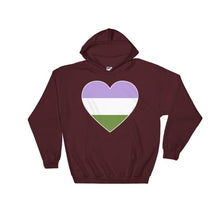 Hooded Sweatshirt - Genderqueer Big Heart Maroon / S