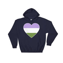 Hooded Sweatshirt - Genderqueer Big Heart Navy / S