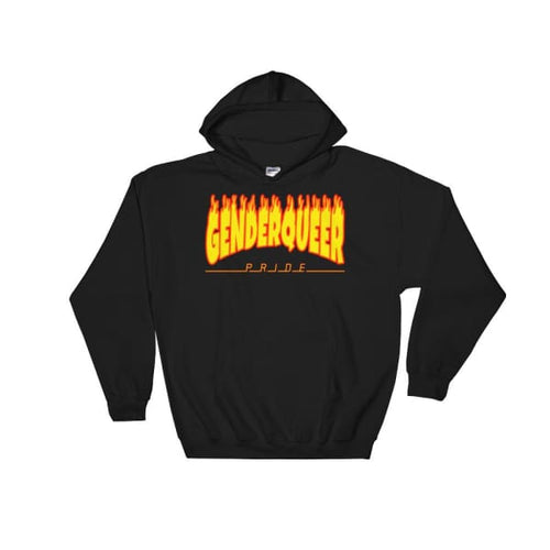 Hooded Sweatshirt - Genderqueer Flames Black / S