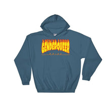 Hooded Sweatshirt - Genderqueer Flames Indigo Blue / S