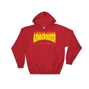 Hooded Sweatshirt - Genderqueer Flames Red / S