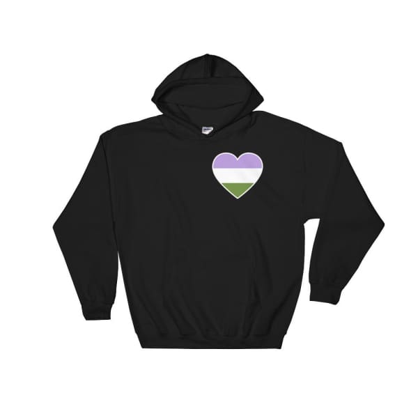 Hooded Sweatshirt - Genderqueer Heart Black / S