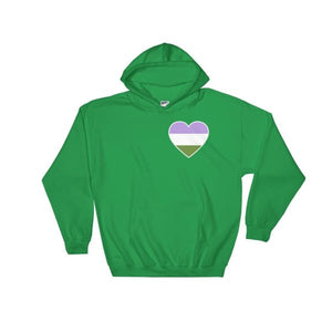 Hooded Sweatshirt - Genderqueer Heart Irish Green / S