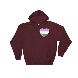 Hooded Sweatshirt - Genderqueer Heart Maroon / S
