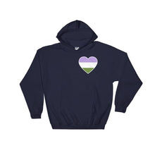 Hooded Sweatshirt - Genderqueer Heart Navy / S