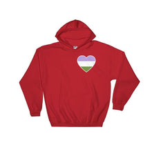 Hooded Sweatshirt - Genderqueer Heart Red / S