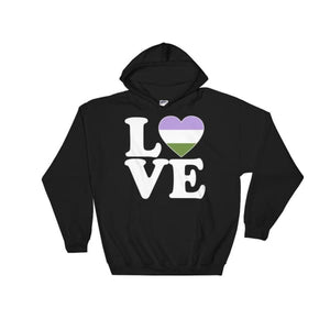 Hooded Sweatshirt - Genderqueer Love & Heart Black / S