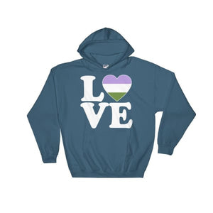 Hooded Sweatshirt - Genderqueer Love & Heart Indigo Blue / S