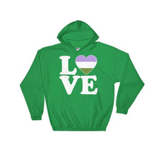 Hooded Sweatshirt - Genderqueer Love & Heart Irish Green / S