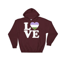 Hooded Sweatshirt - Genderqueer Love & Heart Maroon / S