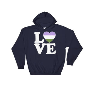 Hooded Sweatshirt - Genderqueer Love & Heart Navy / S