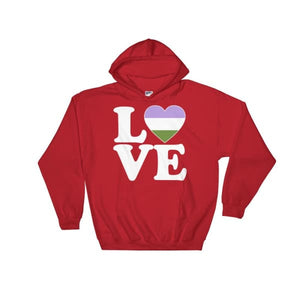 Hooded Sweatshirt - Genderqueer Love & Heart Red / S