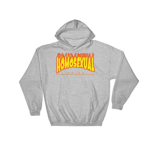 Hooded Sweatshirt - Homosexual Flames Sport Grey / S