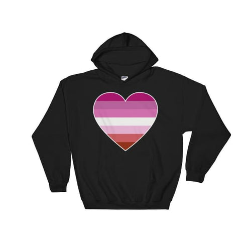 Hooded Sweatshirt - Lesbian Big Heart Black / S