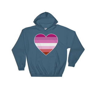 Hooded Sweatshirt - Lesbian Big Heart Indigo Blue / S