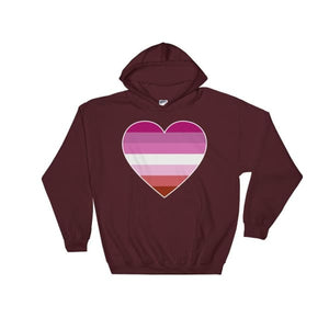 Hooded Sweatshirt - Lesbian Big Heart Maroon / S