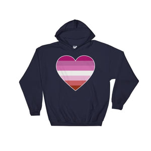 Hooded Sweatshirt - Lesbian Big Heart Navy / S