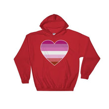 Hooded Sweatshirt - Lesbian Big Heart Red / S