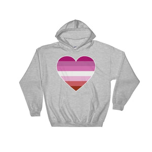 Hooded Sweatshirt - Lesbian Big Heart Sport Grey / S