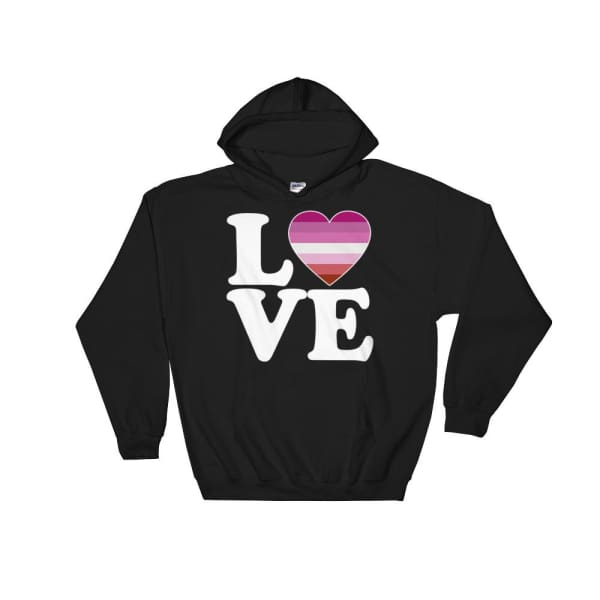 Hooded Sweatshirt - Lesbian Love & Heart Black / S