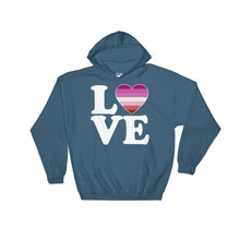 Hooded Sweatshirt - Lesbian Love & Heart Indigo Blue / S
