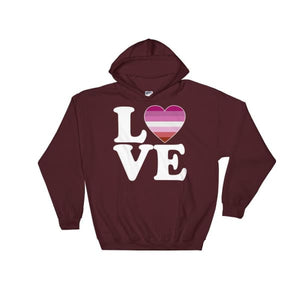 Hooded Sweatshirt - Lesbian Love & Heart Maroon / S