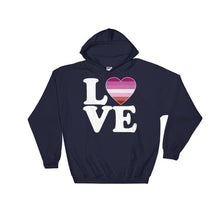 Hooded Sweatshirt - Lesbian Love & Heart Navy / S