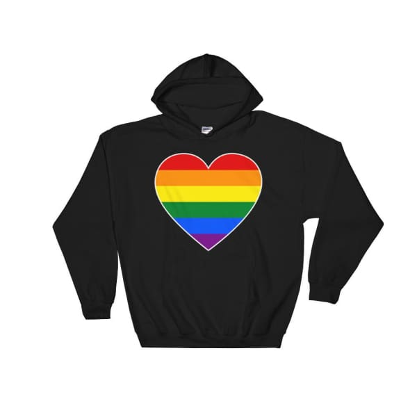 Hooded Sweatshirt - Lgbt Big Heart Black / S