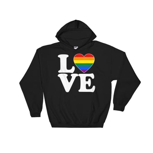 Hooded Sweatshirt - Lgbt Love & Heart Black / S