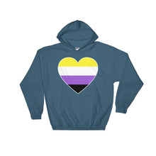 Hooded Sweatshirt - Non Binary Big Heart Indigo Blue / S