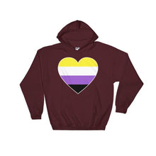 Hooded Sweatshirt - Non Binary Big Heart Maroon / S