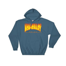 Hooded Sweatshirt - Non-Binary Flames Indigo Blue / S