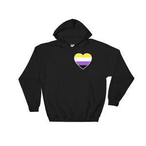 Hooded Sweatshirt - Non Binary Heart Black / S