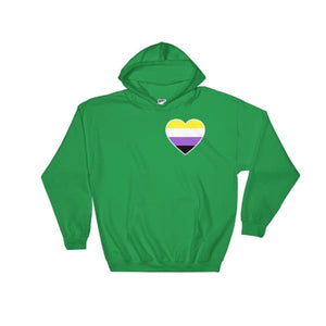 Hooded Sweatshirt - Non Binary Heart Irish Green / S