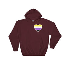 Hooded Sweatshirt - Non Binary Heart Maroon / S