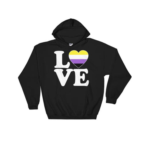 Hooded Sweatshirt - Non Binary Love & Heart Black / S