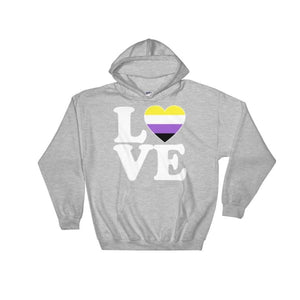 Hooded Sweatshirt - Non Binary Love & Heart Sport Grey / S