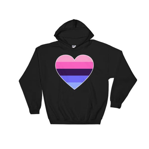 Hooded Sweatshirt - Omnisexual Big Heart Black / S