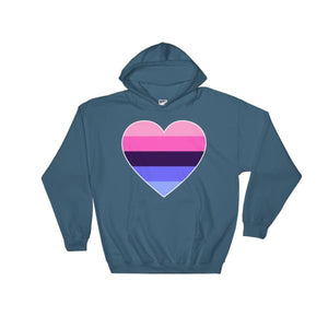 Hooded Sweatshirt - Omnisexual Big Heart Indigo Blue / S