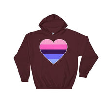 Hooded Sweatshirt - Omnisexual Big Heart Maroon / S