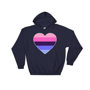 Hooded Sweatshirt - Omnisexual Big Heart Navy / S