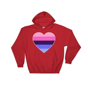 Hooded Sweatshirt - Omnisexual Big Heart Red / S